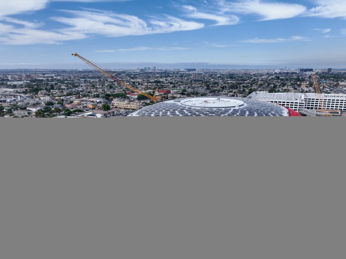 Construction for Clippers’ new Intuit Dome in Inglewood, California.